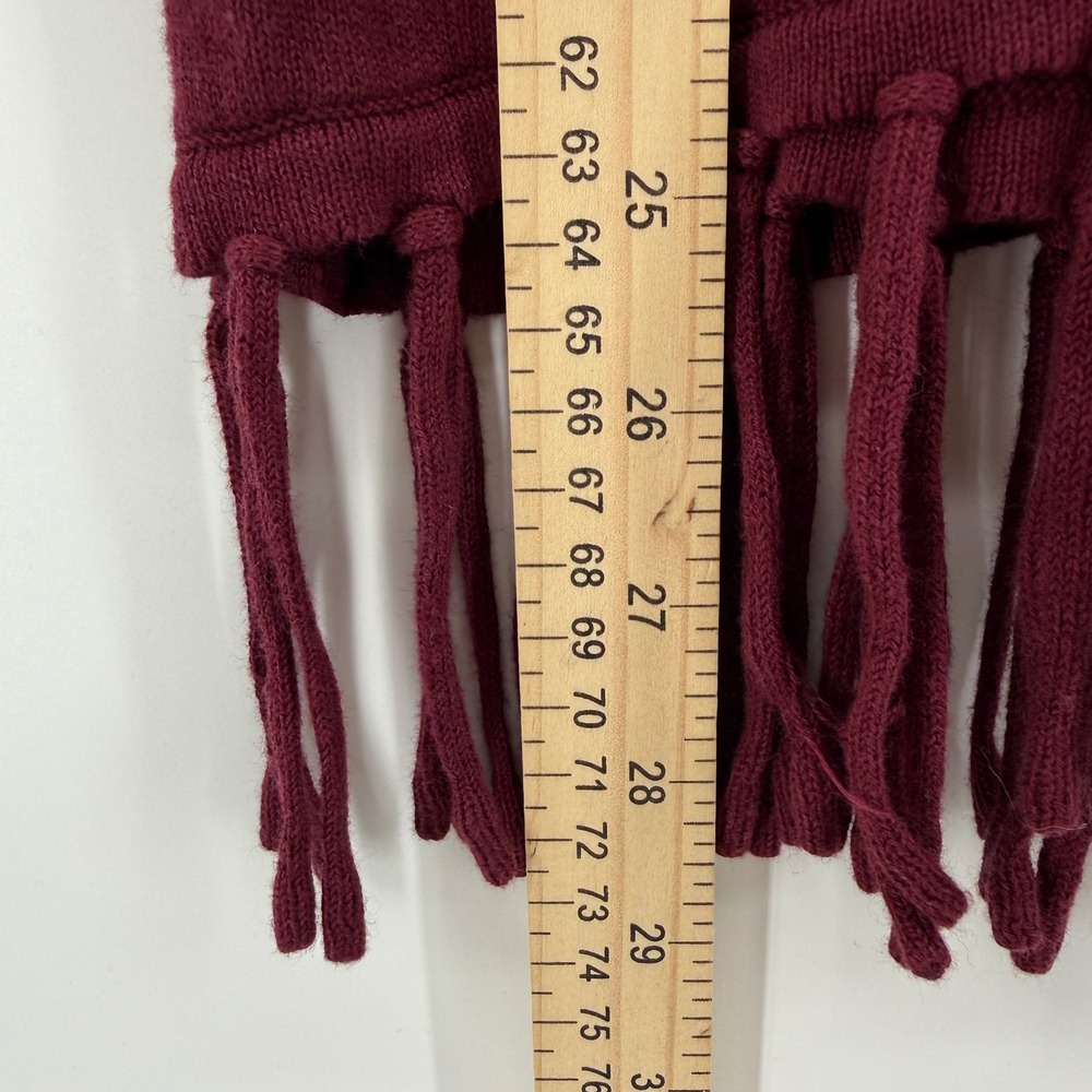 REBA Burgundy Cowl Neck Fringe Tunic Sweater Women's Size Small - Picture 6 of 9